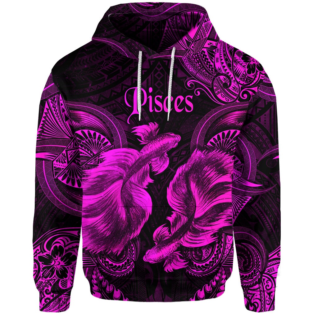 Pisces Zodiac Polynesian Hoodie Unique Style Pink LT8 - Wonder Print Shop