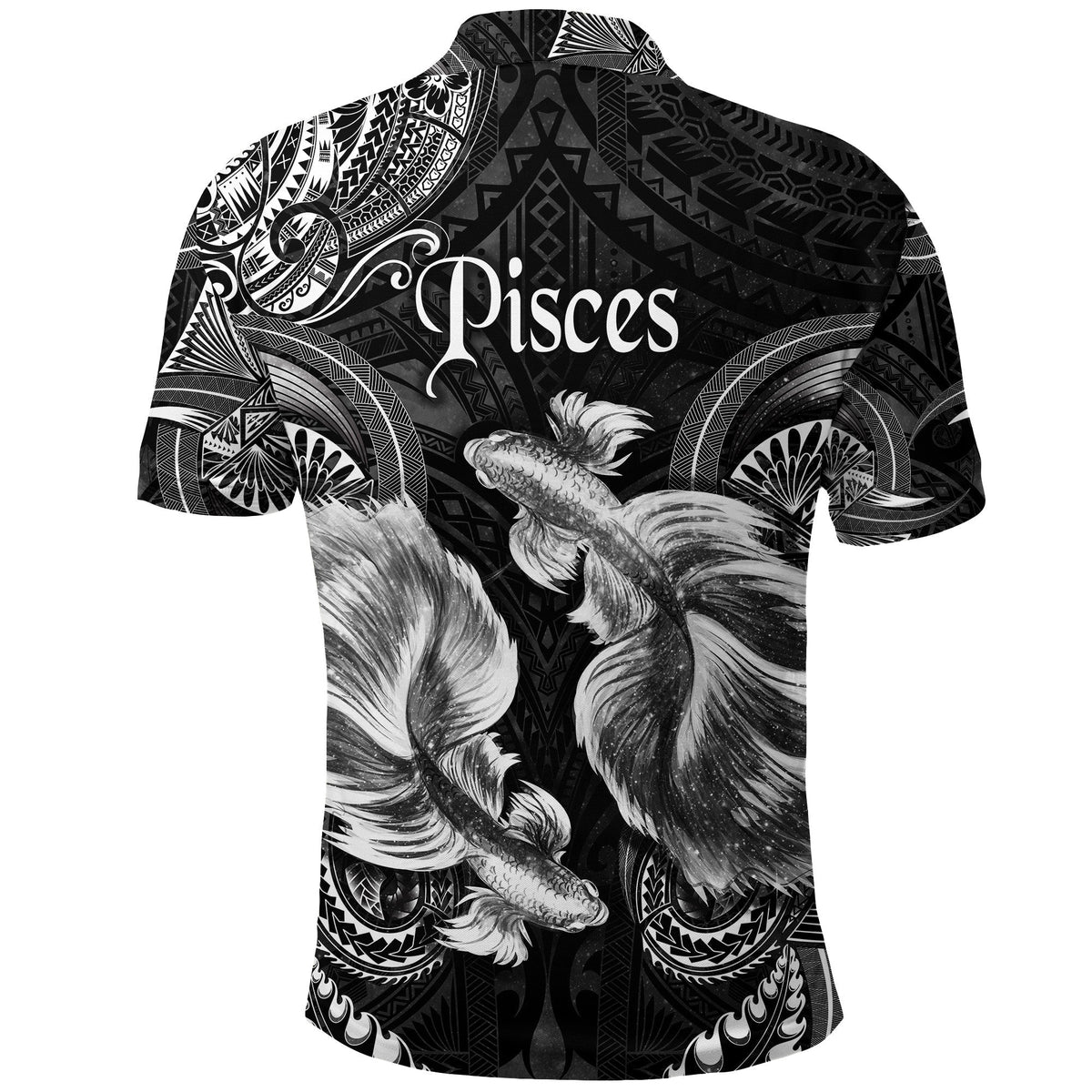 Pisces Zodiac Polynesian Polo Shirt Unique Style Black LT8 - Wonder Print Shop