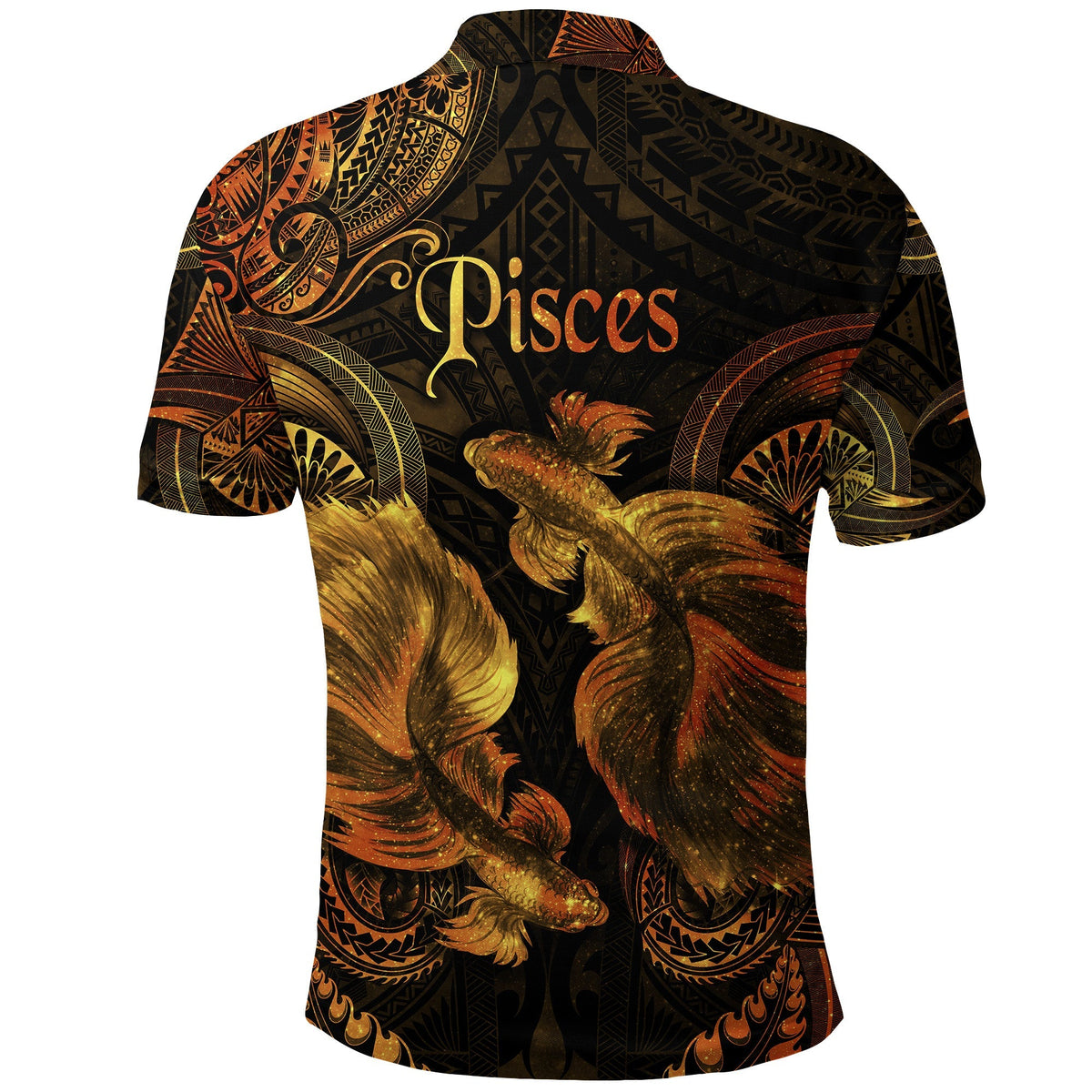 Pisces Zodiac Polynesian Polo Shirt Unique Style Gold LT8 - Wonder Print Shop