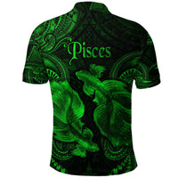 Pisces Zodiac Polynesian Polo Shirt Unique Style Green LT8 - Wonder Print Shop