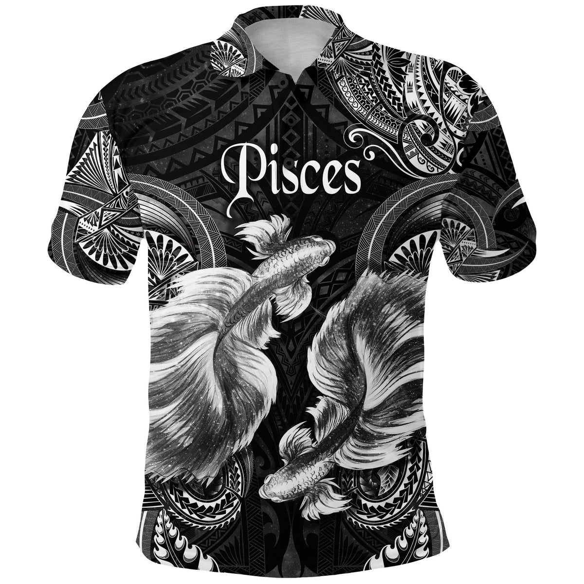 Pisces Zodiac Polynesian Polo Shirt Unique Style Black LT8 - Wonder Print Shop