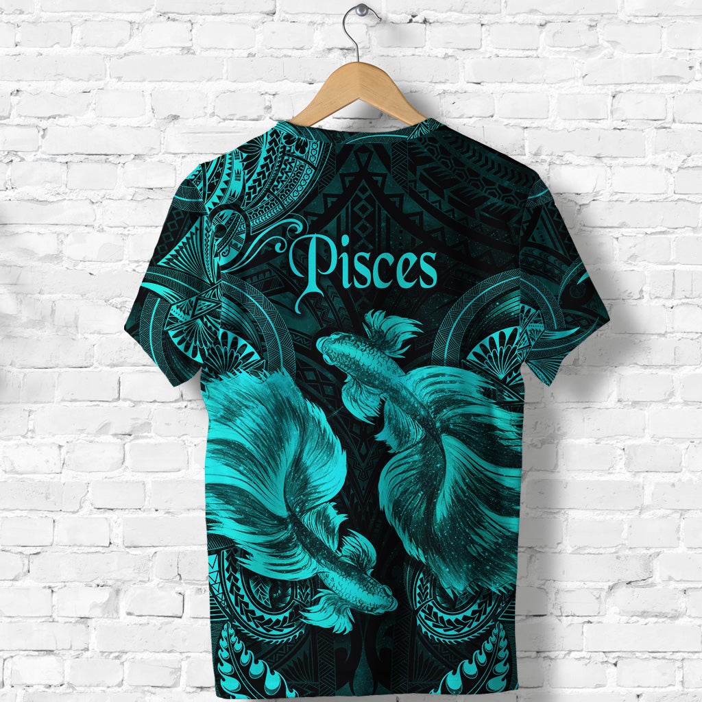 Pisces Zodiac Polynesian T Shirt Unique Style Turquoise LT8 - Wonder Print Shop