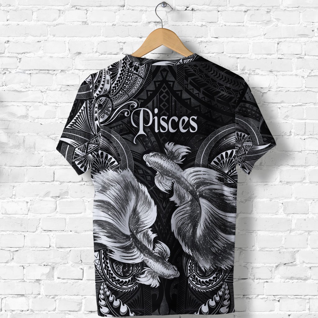 Pisces Zodiac Polynesian T Shirt Unique Style Black LT8 - Wonder Print Shop