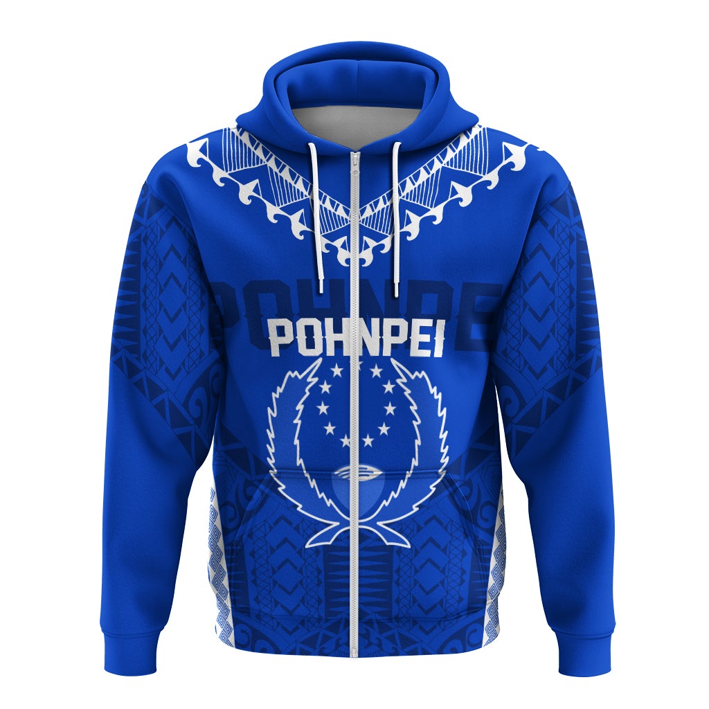 Custom FSM Pohnpei Heart Shape Zip Up Hoodie Micronesia Pattern - Wonder Print Shop