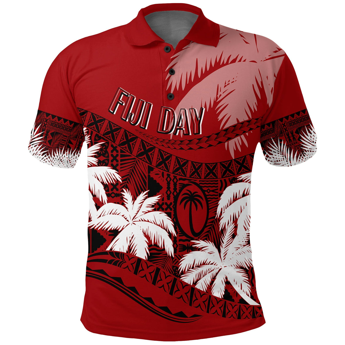 Custom Fiji Day Polo Shirt Flying Fijians Masi Kesa Style Red - Wonder Print Shop