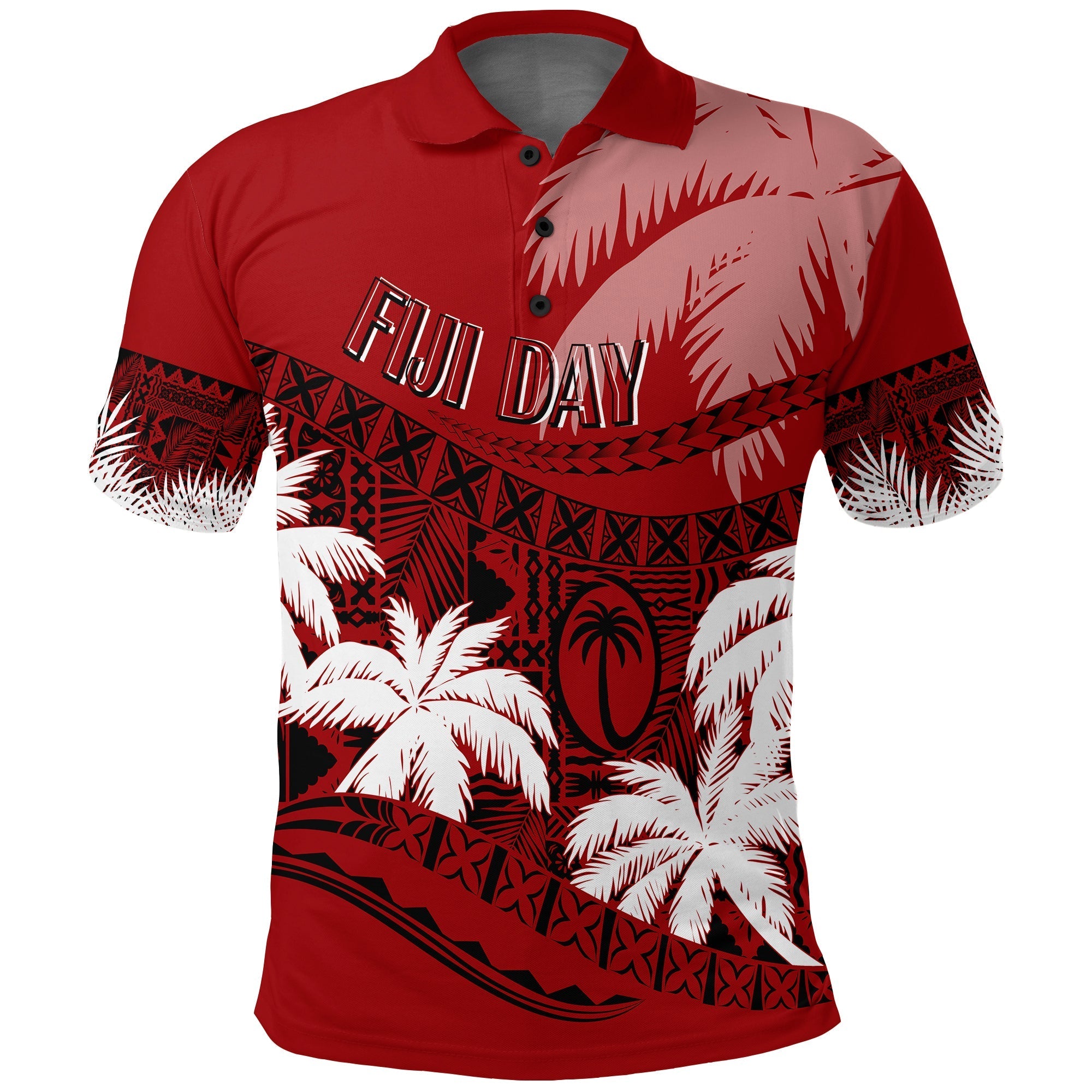 Custom Fiji Day Polo Shirt Flying Fijians Masi Kesa Style Red - Wonder Print Shop