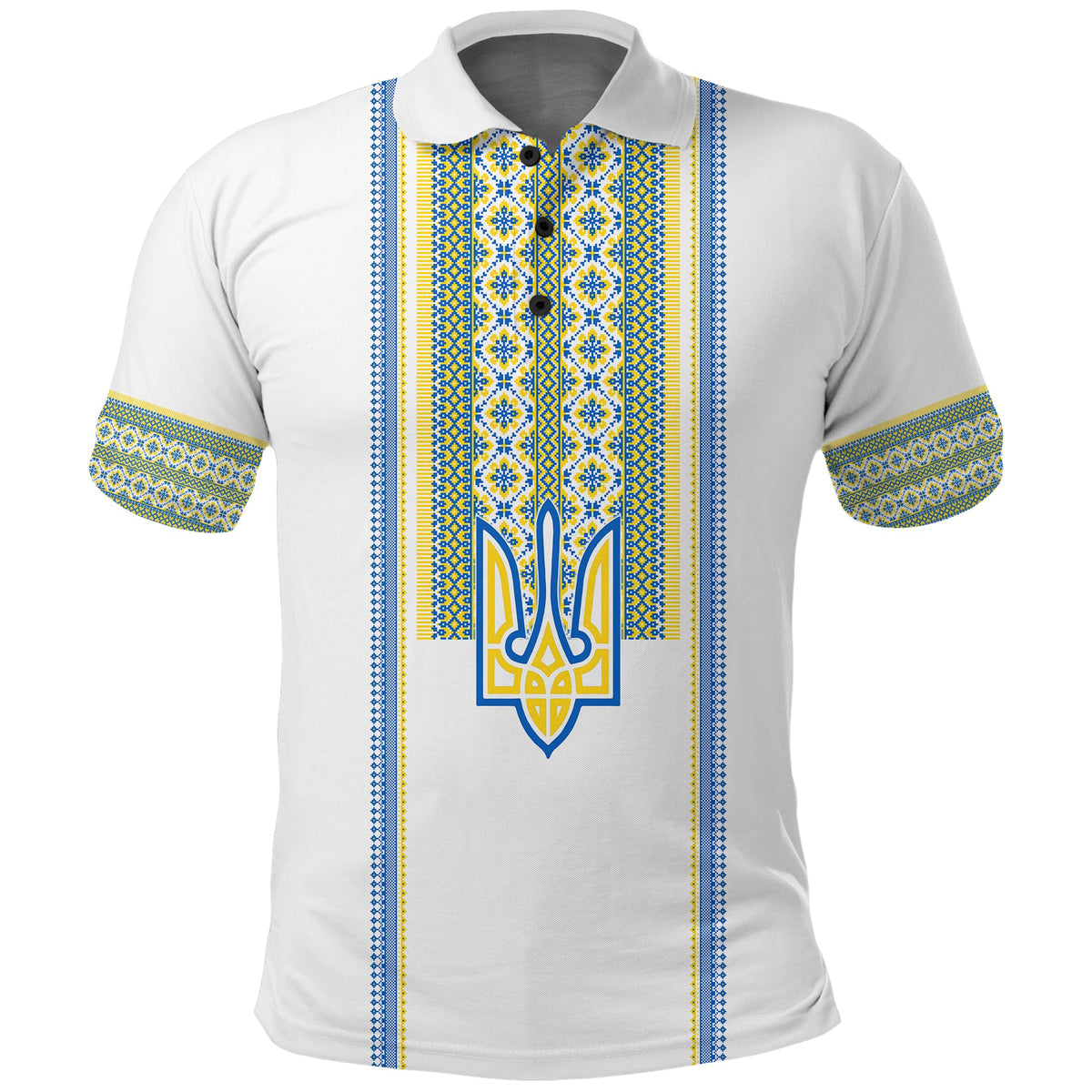 Ukraine Folk Patterns Polo Shirt Unity Day White - Wonder Print Shop