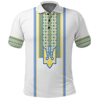 Ukraine Folk Patterns Polo Shirt Unity Day White - Wonder Print Shop