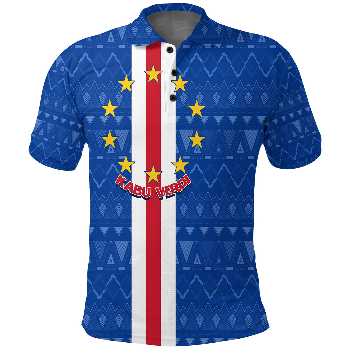 Cape Verde Ankara Pattern Polo Shirt Kabu Verdi Flag Simple Style - Wonder Print Shop