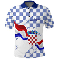 Croatia Polo Shirt Checkerboard Grunge Style Blue Color - Wonder Print Shop