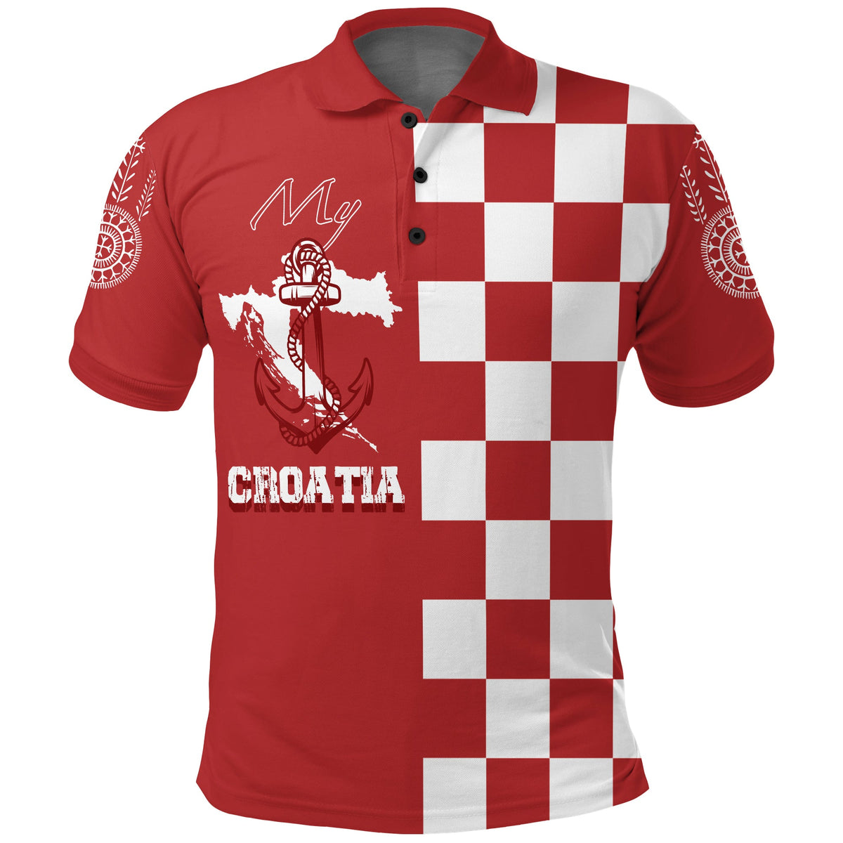 Croatia Checkerboard Polo Shirt Croatia Flag with Eagle - Wonder Print Shop