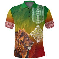 Custom Ethiopia Lion Of Judah Polo Shirt Ethiopia Flag Gradient - Wonder Print Shop