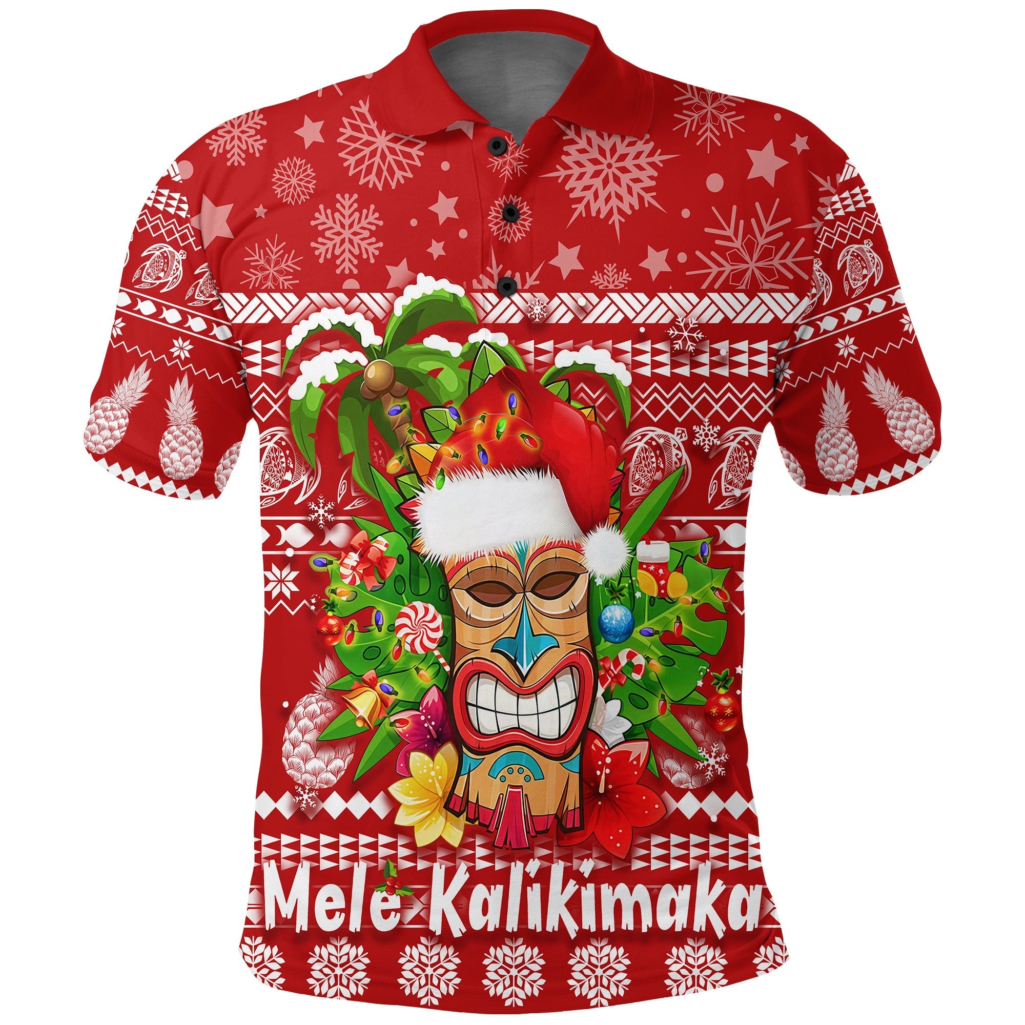 Christmas Hawaii Polo Shirt Mele Kalikimaka Tiki - Wonder Print Shop