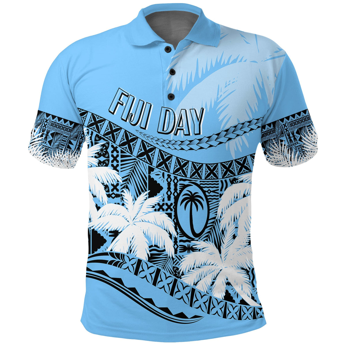Custom Fiji Day Polo Shirt Flying Fijians Masi Kesa Style Turquoise - Wonder Print Shop