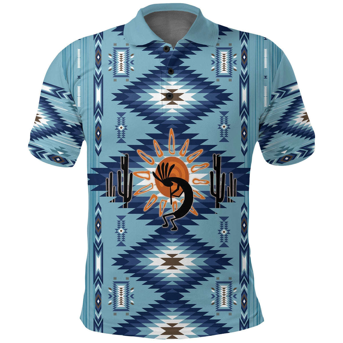 Native American Polo Shirt Kokopelli Mix Navajo Pattern - Wonder Print Shop