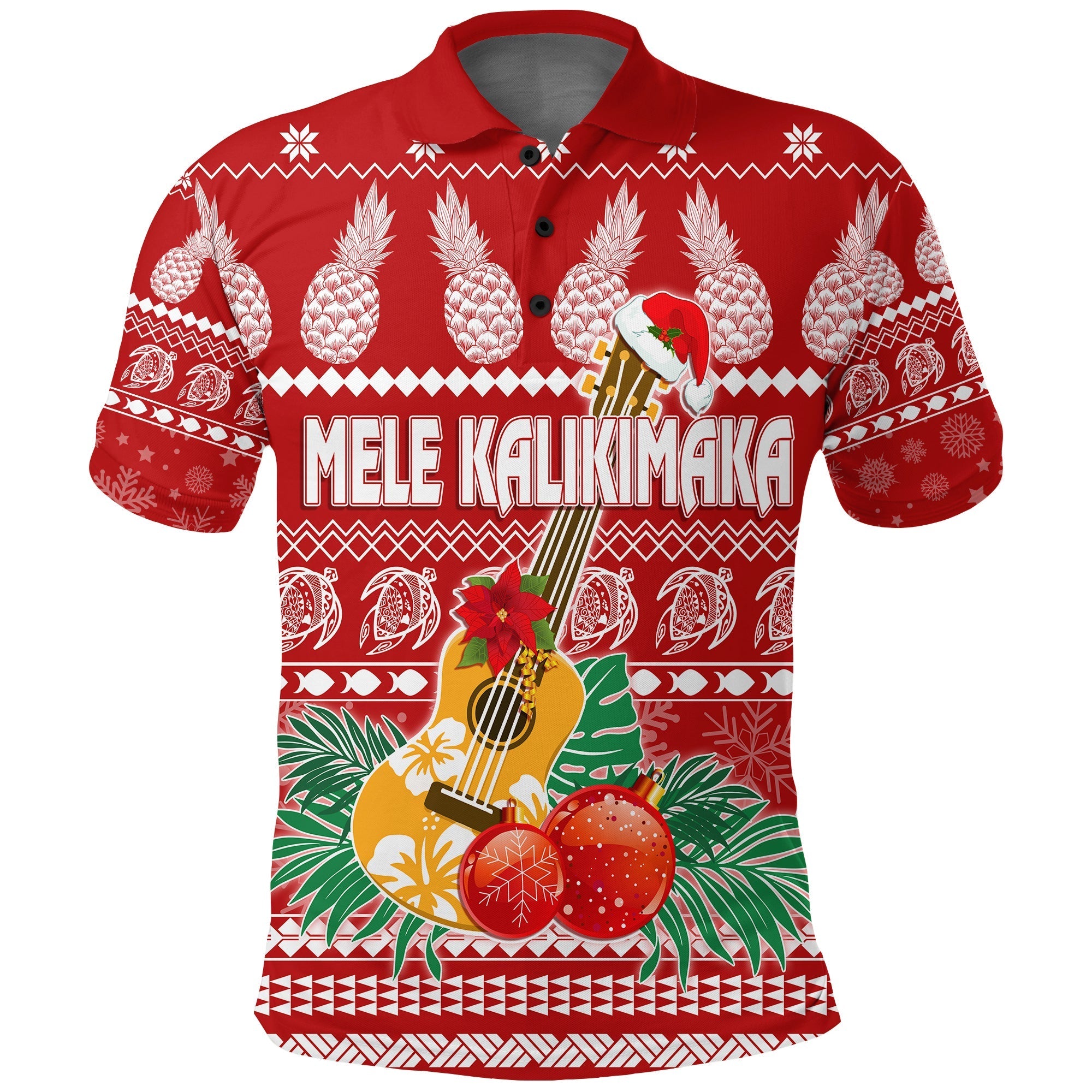 Christmas Hawaii Polo Shirt Mele Kalikimaka Ukulele - Wonder Print Shop
