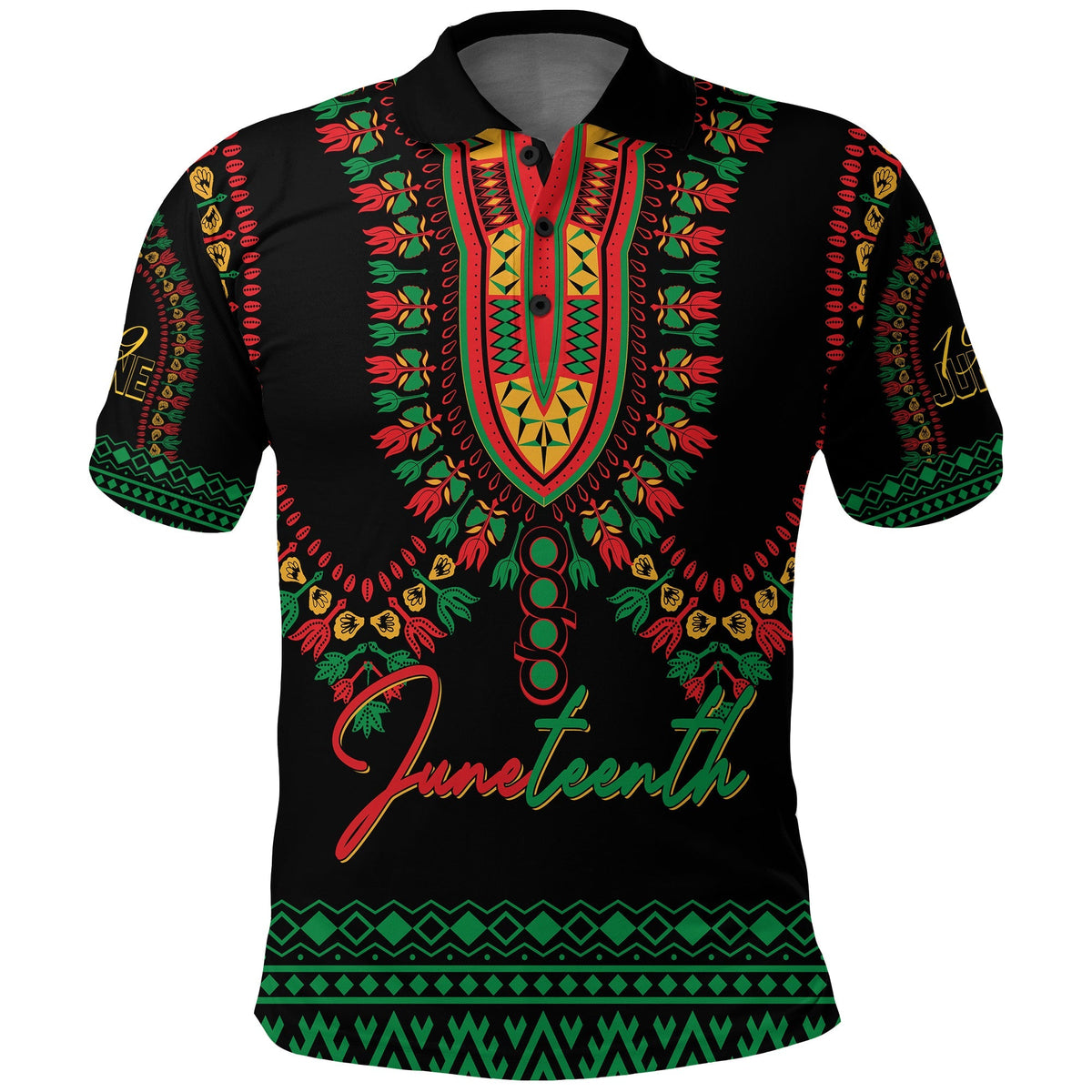 Juneteenth Dashiki Custom Polo Shirt Freedom United Pan African Flag - Wonder Print Shop