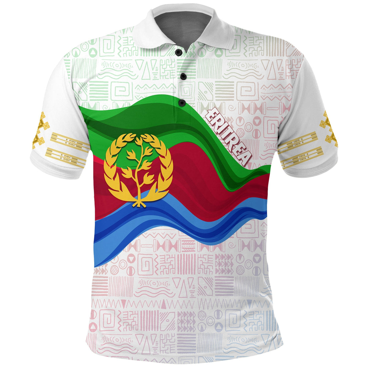 Eritrea Polo Shirt Independence Day Ethnic African Pattern White - Wonder Print Shop