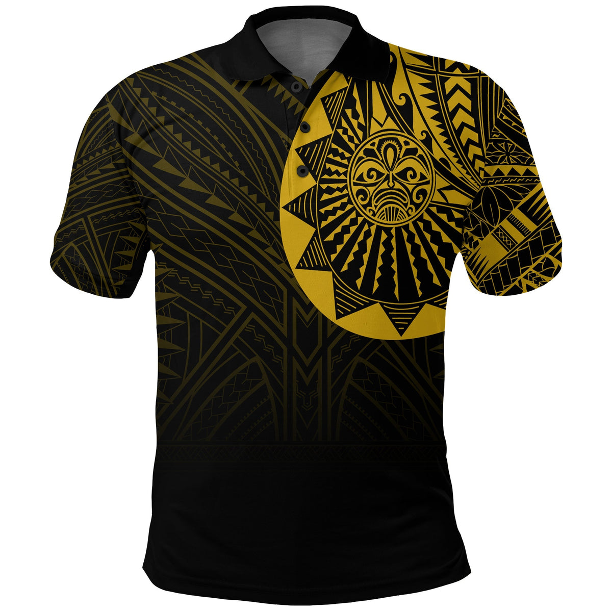 Polynesian Full Sleeve Tattoo Polo Shirt Gold Vibes - Wonder Print Shop