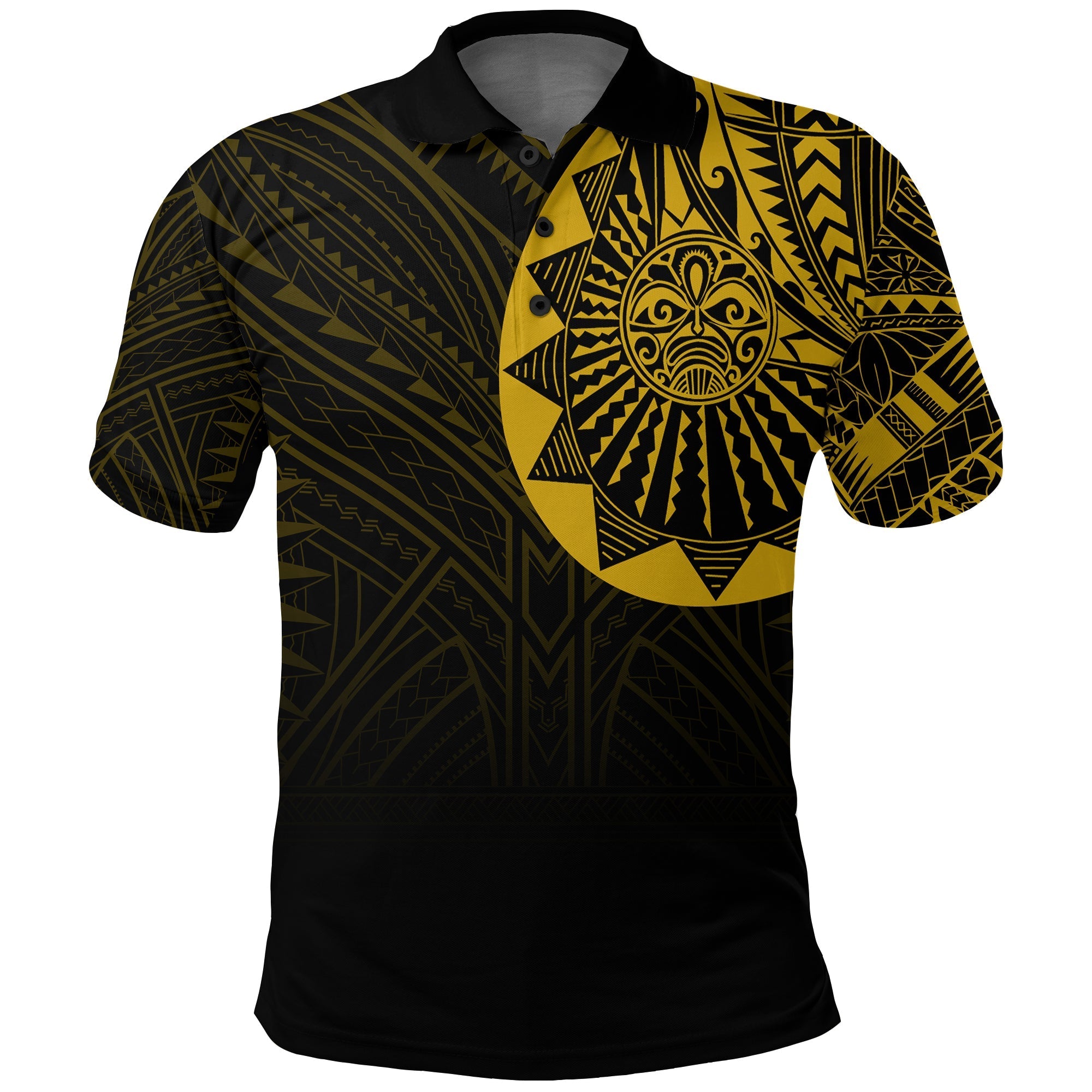 Polynesian Full Sleeve Tattoo Polo Shirt Gold Vibes - Wonder Print Shop