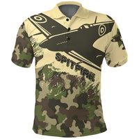 Camouflage polo shirt with Spitfire graphic and “Spitfire” front print, short sleeves