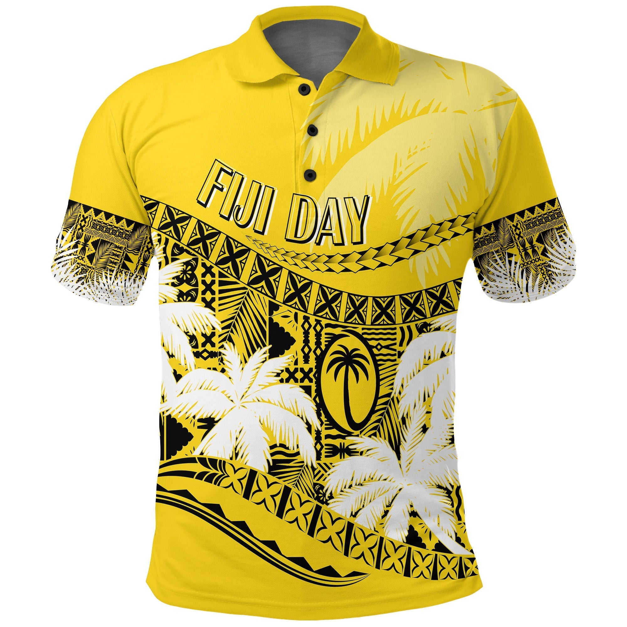 Custom Fiji Day Polo Shirt Flying Fijians Masi Kesa Style Gold - Wonder Print Shop