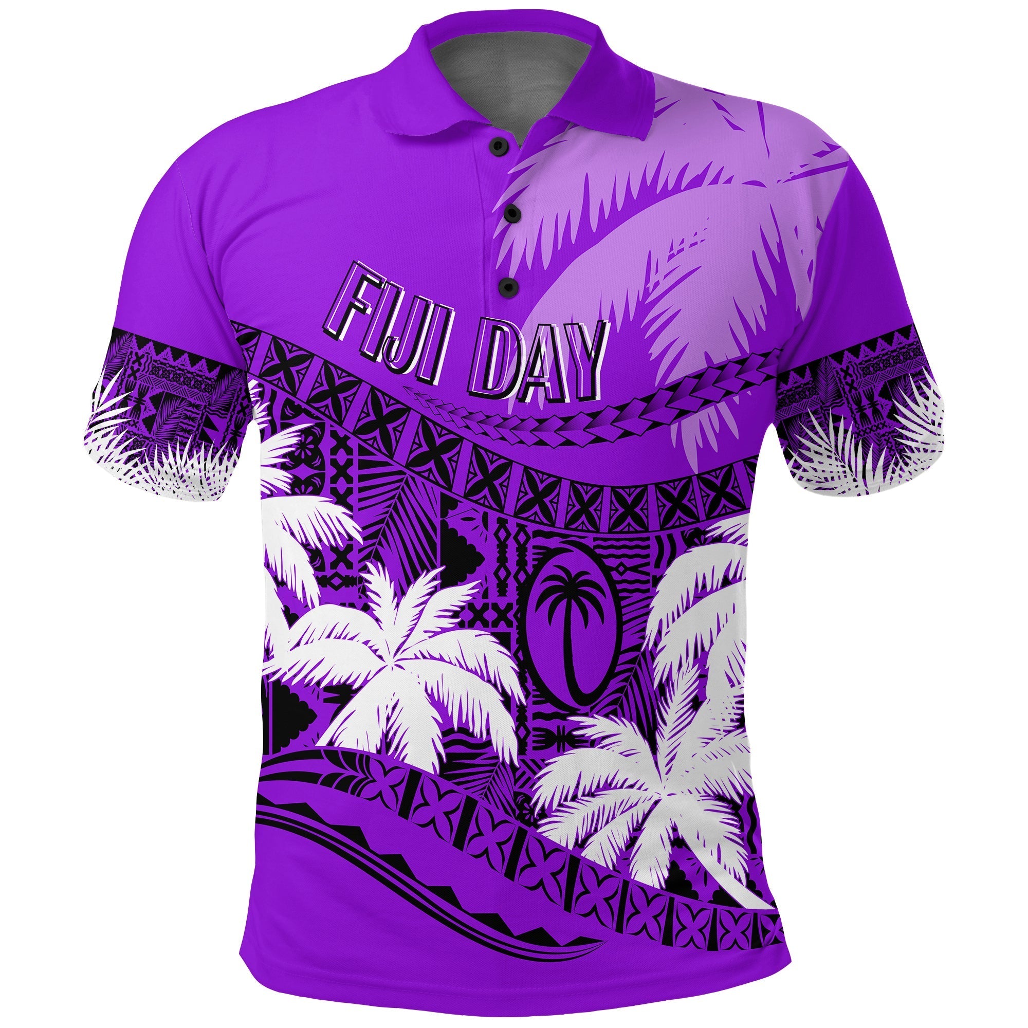 Custom Fiji Day Polo Shirt Flying Fijians Masi Kesa Style Violet - Wonder Print Shop