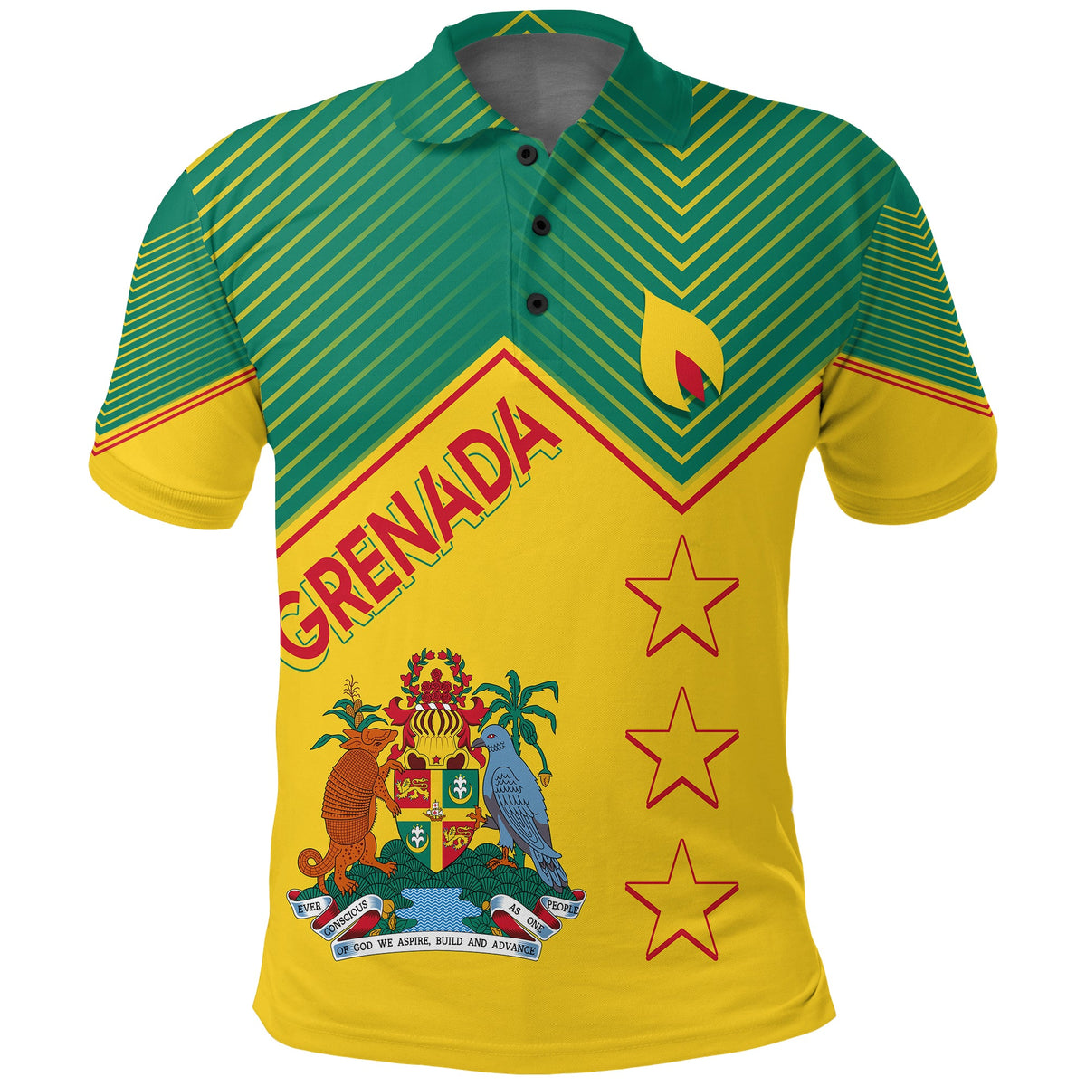 Grenada Polo Shirt Independence Day Geometric Style - Wonder Print Shop