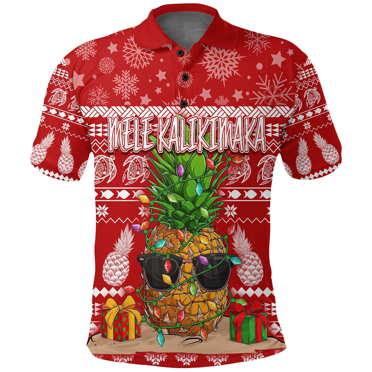 Christmas Hawaii Polo Shirt Mele Kalikimaka Pineapple - Wonder Print Shop