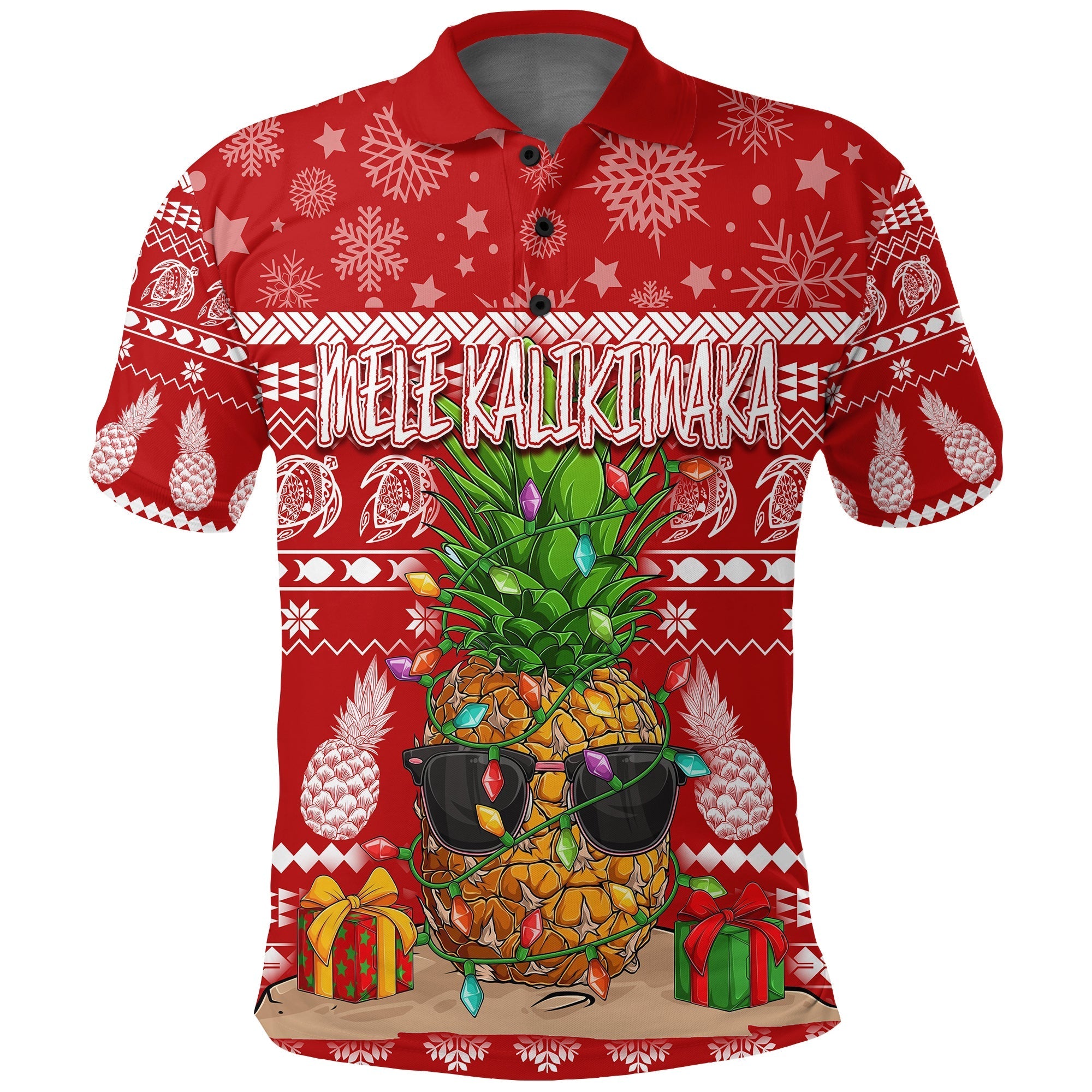 Christmas Hawaii Polo Shirt Mele Kalikimaka Pineapple - Wonder Print Shop