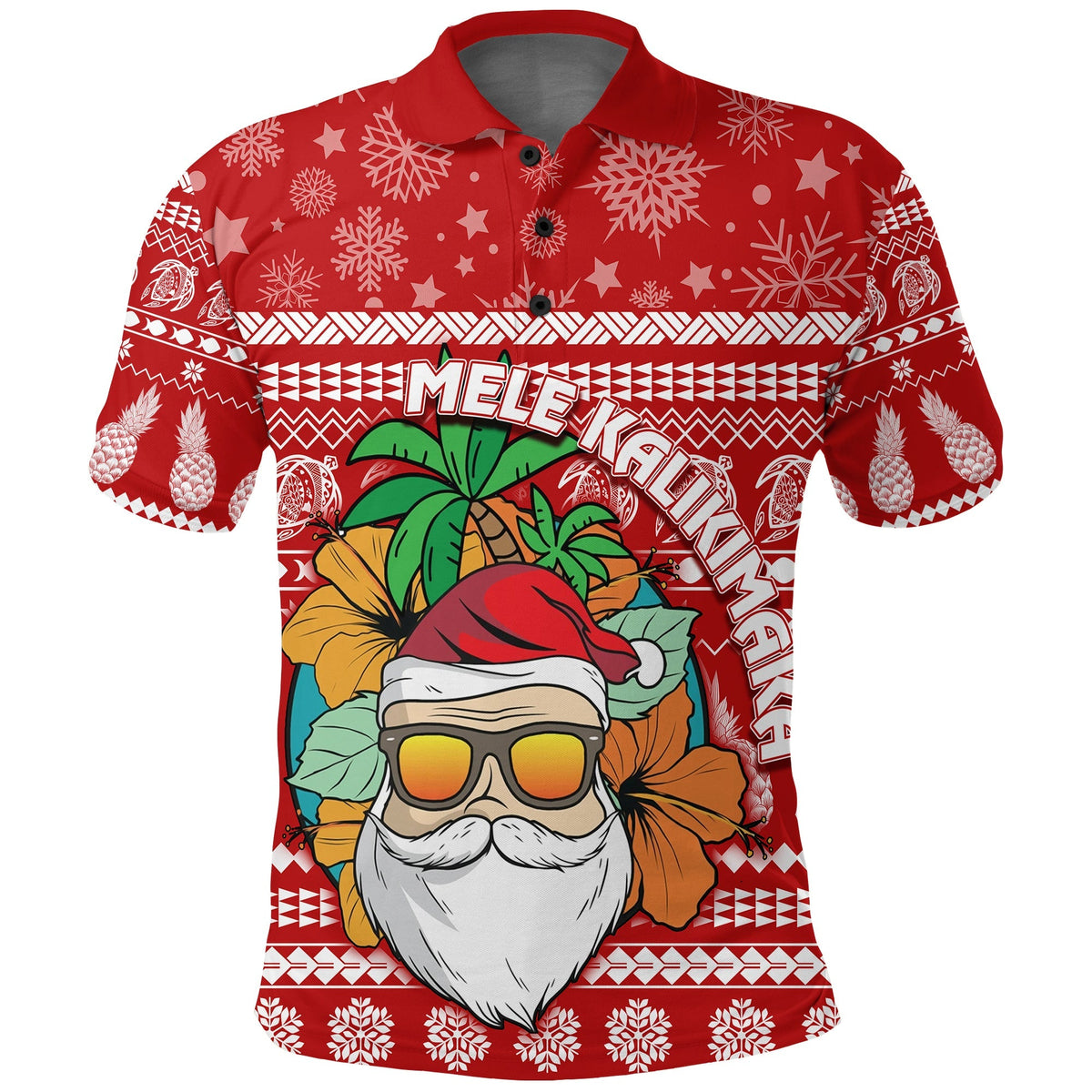 Christmas Hawaii Polo Shirt Mele Kalikimaka Tropical Santa - Wonder Print Shop