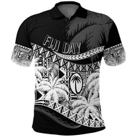 Custom Fiji Day Polo Shirt Flying Fijians Masi Kesa Style Black - Wonder Print Shop
