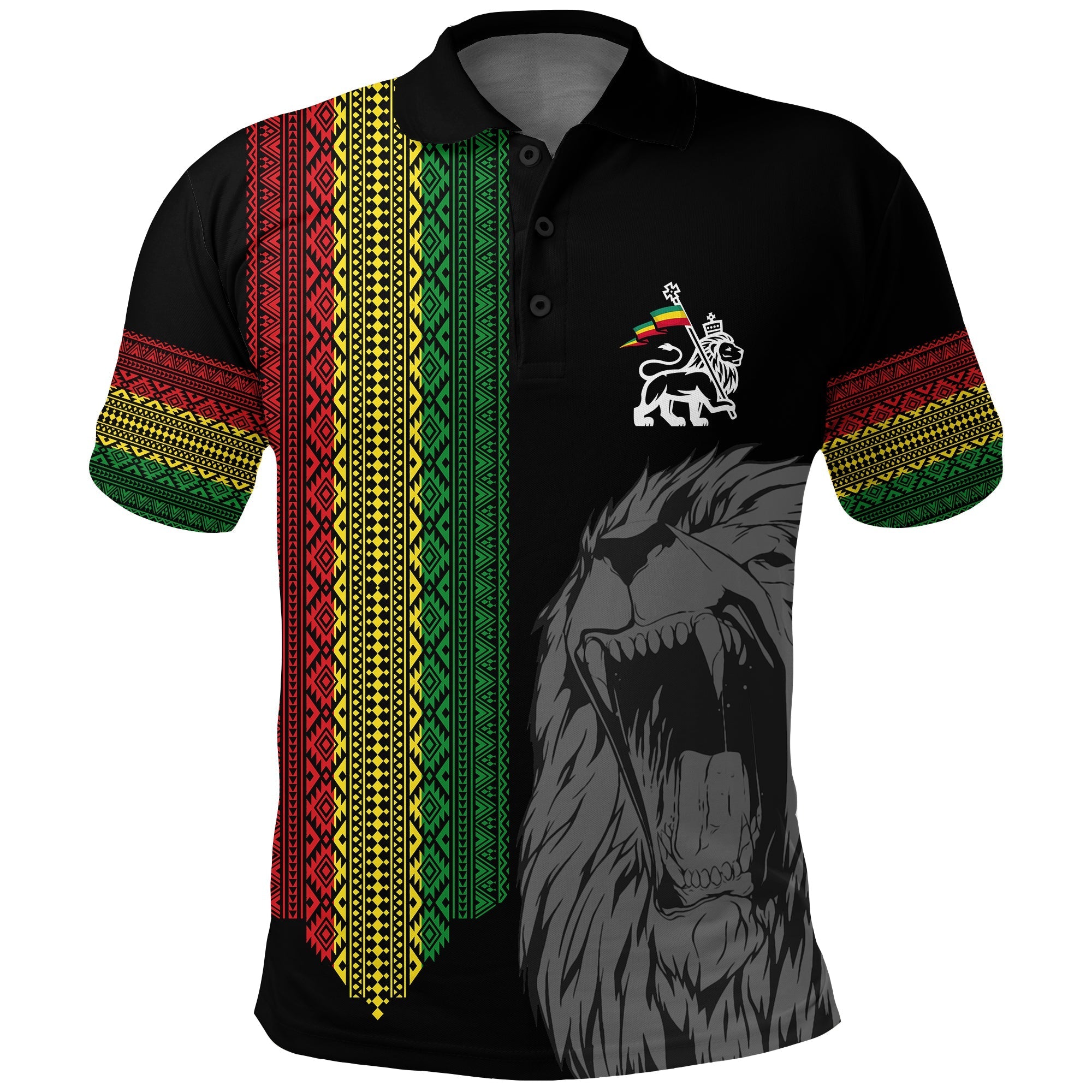 Ethiopia Patriot Day Polo Shirt Amharic Letters Roaring Lion - Wonder Print Shop