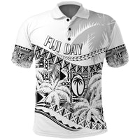 Custom Fiji Day Polo Shirt Flying Fijians Masi Kesa Style White - Wonder Print Shop