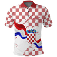 Croatia Polo Shirt Checkerboard Grunge Style - Wonder Print Shop