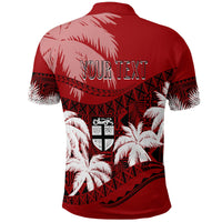 Custom Fiji Day Polo Shirt Flying Fijians Masi Kesa Style Red - Wonder Print Shop