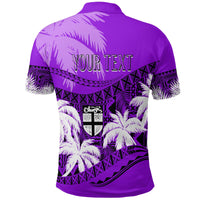 Custom Fiji Day Polo Shirt Flying Fijians Masi Kesa Style Violet - Wonder Print Shop