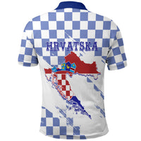 Croatia Polo Shirt Checkerboard Grunge Style Blue Color - Wonder Print Shop