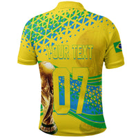 Yellow polo shirt back with large 17 number and blue-green pattern