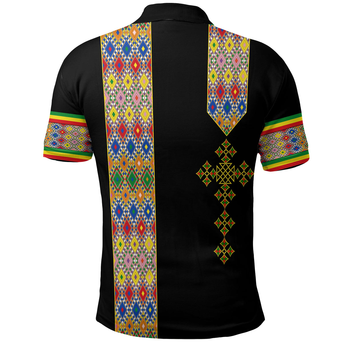 Habesha Tilet Pattern Polo Shirt Ethiopia Emblem - Wonder Print Shop