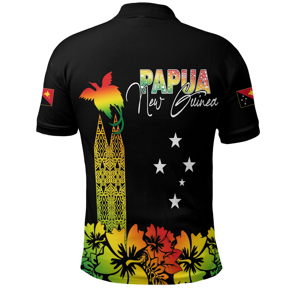 PNG Hibiscus Tribal Pattern Polo Shirt Motuan Reggae Color - Wonder Print Shop