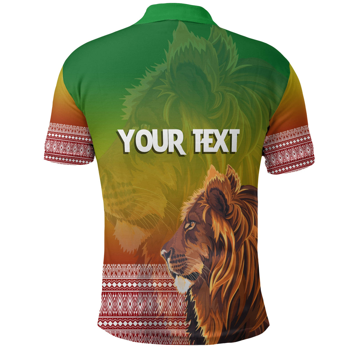 Custom Ethiopia Lion Of Judah Polo Shirt Ethiopia Flag Gradient - Wonder Print Shop