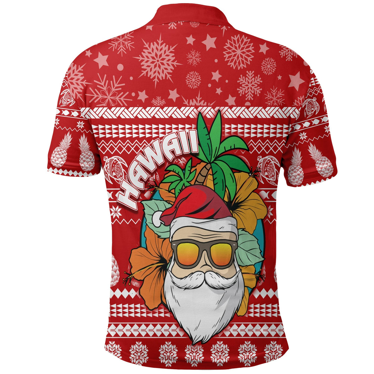 Christmas Hawaii Polo Shirt Mele Kalikimaka Tropical Santa - Wonder Print Shop