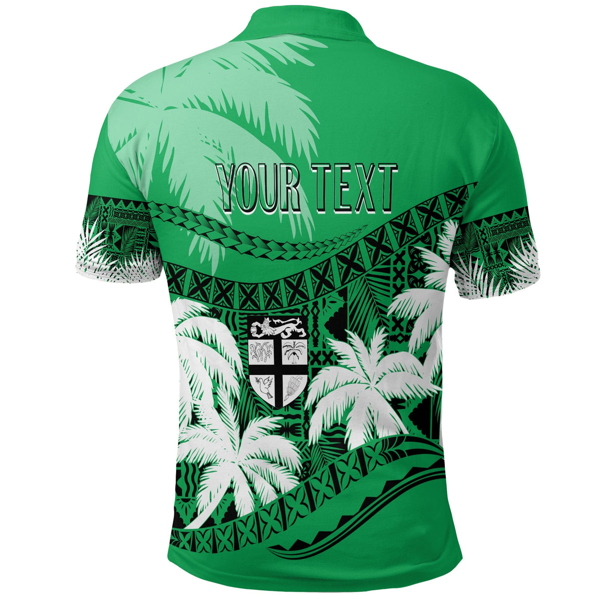 Custom Fiji Day Polo Shirt Flying Fijians Masi Kesa Style Green - Wonder Print Shop