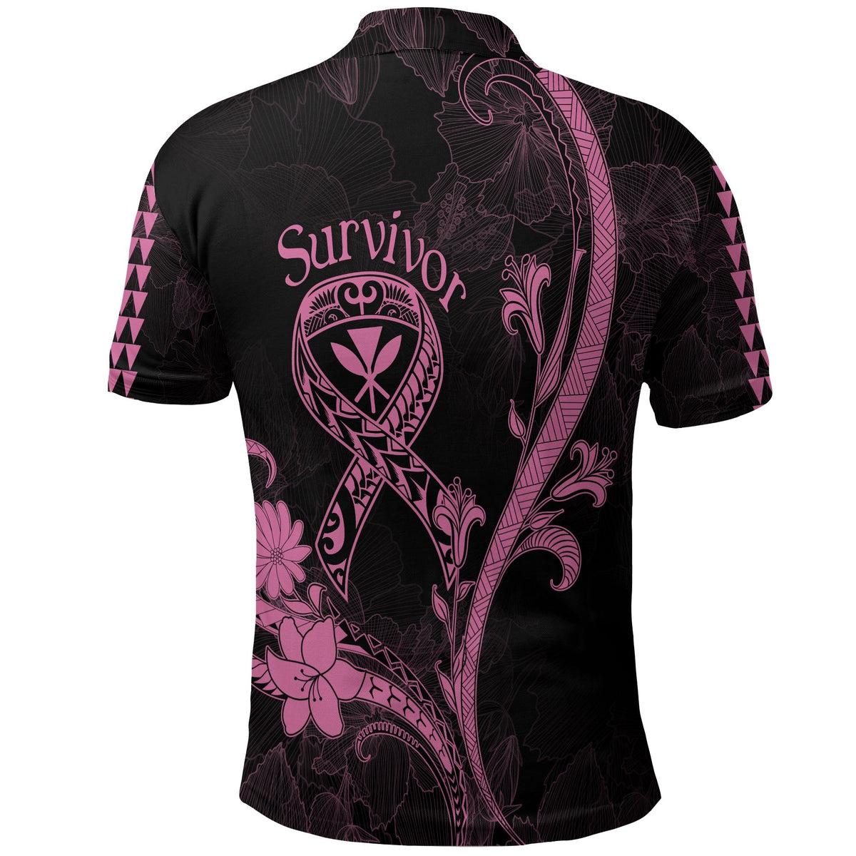 Hawaii Polo Shirt Breast Cancer Survivor Mix Hibiscus - Wonder Print Shop