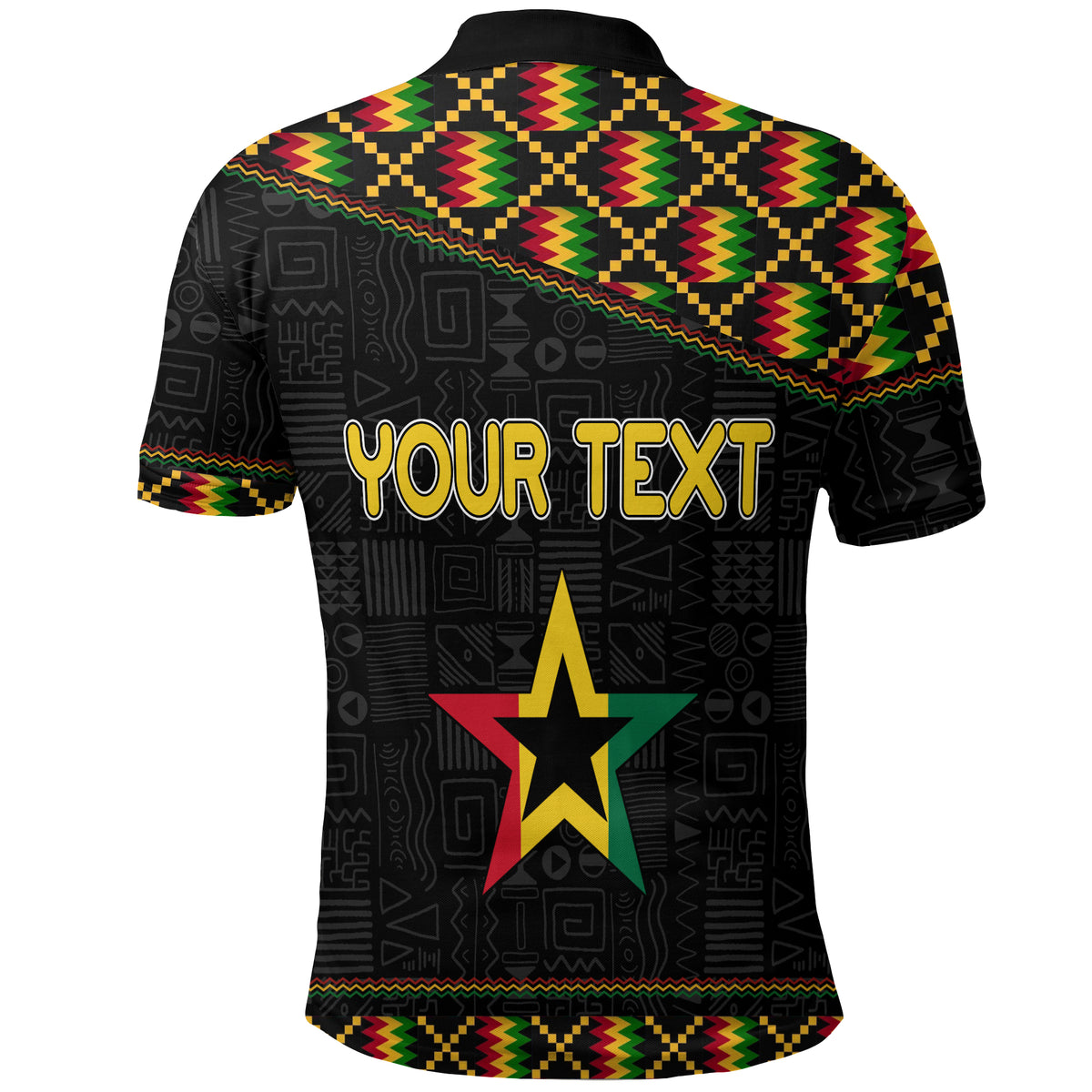 Ghana Black Star Simple Kente Pattern Polo Shirt - Wonder Print Shop