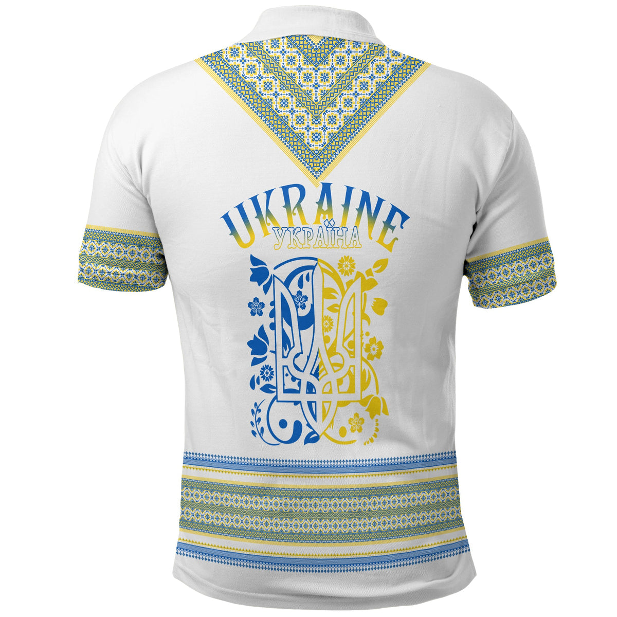 Ukraine Folk Patterns Polo Shirt Unity Day White - Wonder Print Shop