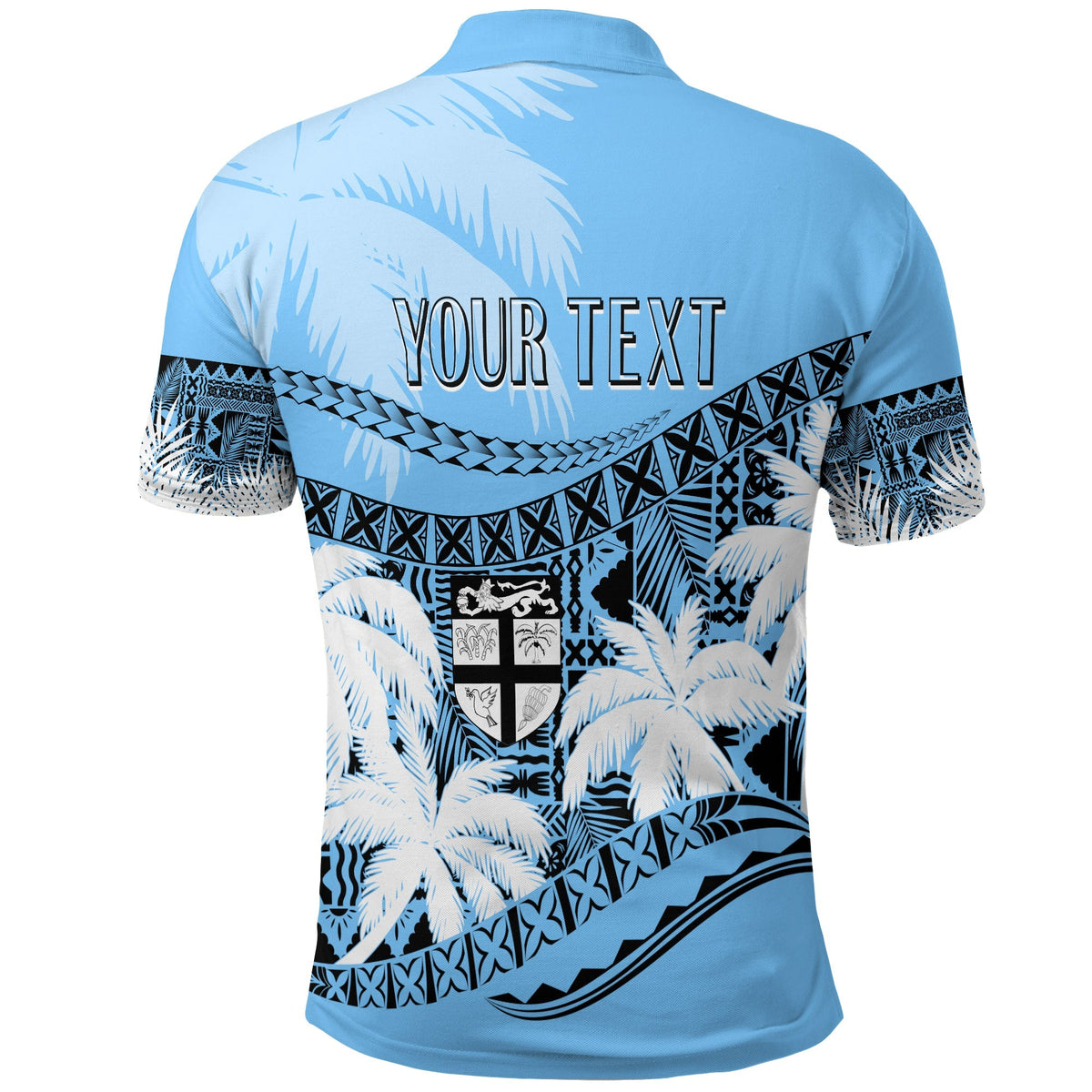 Custom Fiji Day Polo Shirt Flying Fijians Masi Kesa Style Turquoise - Wonder Print Shop