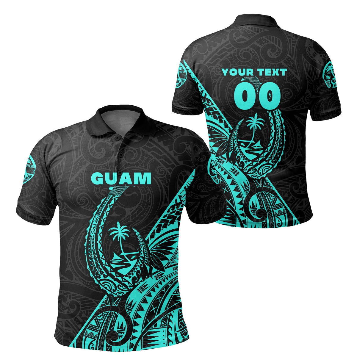 Custom Guam Rugby Polo Shirt Polynesian Patterns Style Turquoise LT16 - Wonder Print Shop