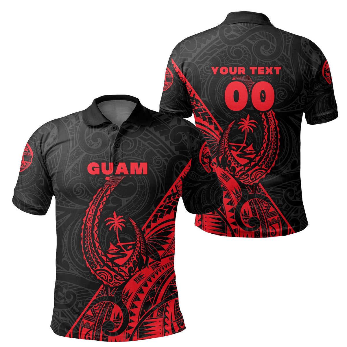 Custom Guam Rugby Polo Shirt Polynesian Patterns Style Red LT16 - Wonder Print Shop